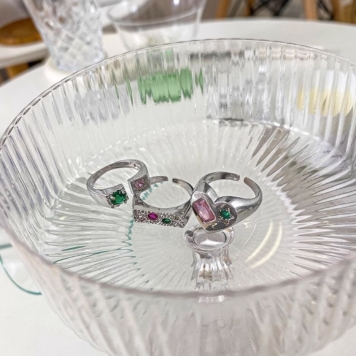 Nhẫn Kim Loại Hình Trái Tim Màu Bạc Thời Trang Hàn Quốc Có Thể Điều Chỉnh Cho Nam Nữ