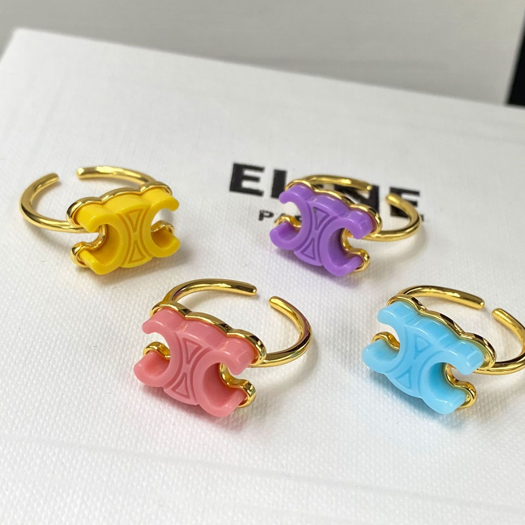 Nhẫn In Chữ C Nhiều Màu Sắc Thời Trang Chất Lượng Cao Có Thể Điều Chỉnh Cho Nữ