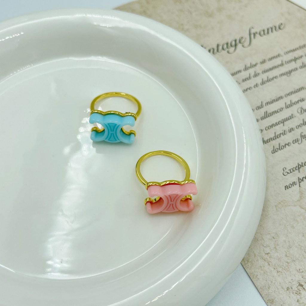 Nhẫn In Chữ C Nhiều Màu Sắc Thời Trang Chất Lượng Cao Có Thể Điều Chỉnh Cho Nữ