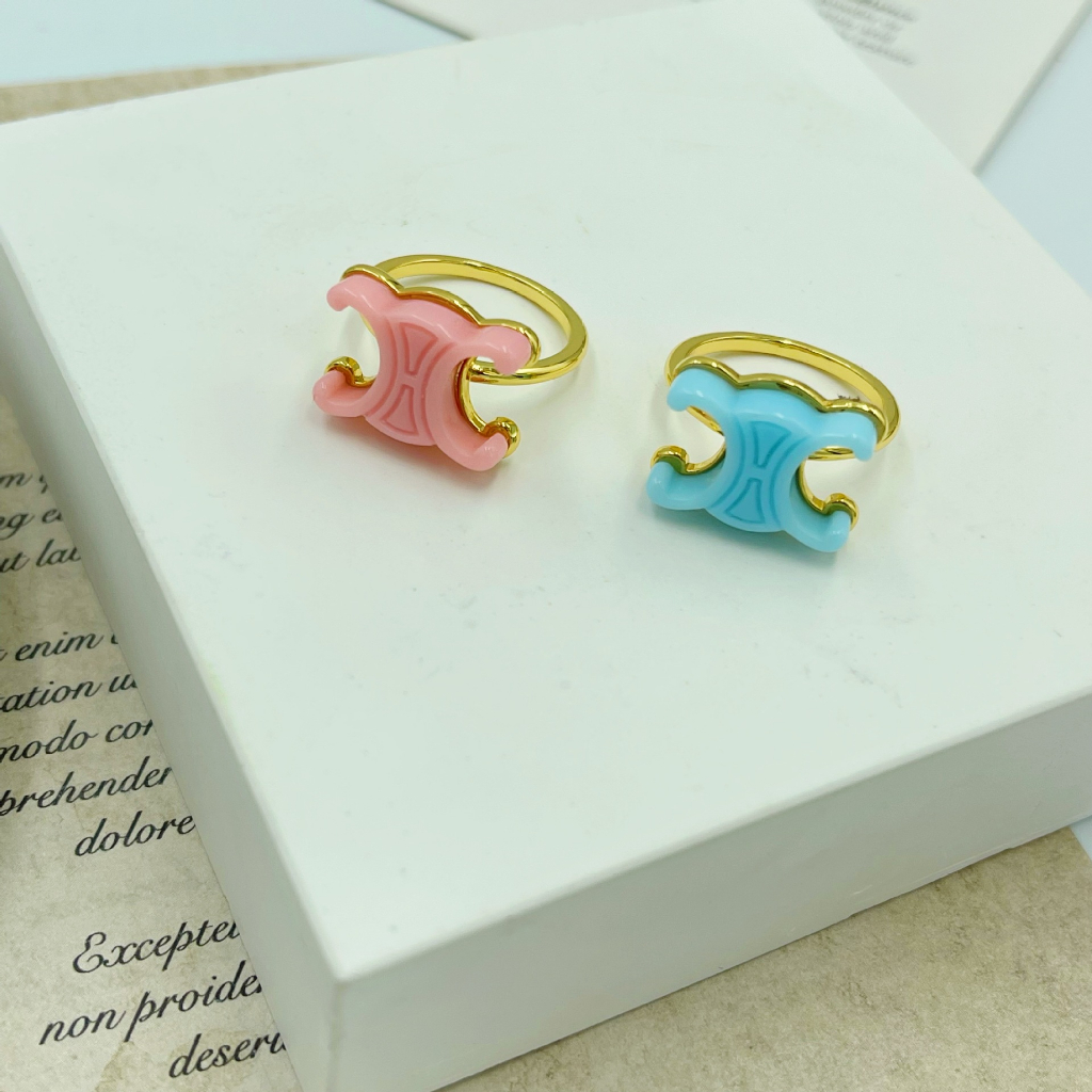 Nhẫn In Chữ C Nhiều Màu Sắc Thời Trang Chất Lượng Cao Có Thể Điều Chỉnh Cho Nữ