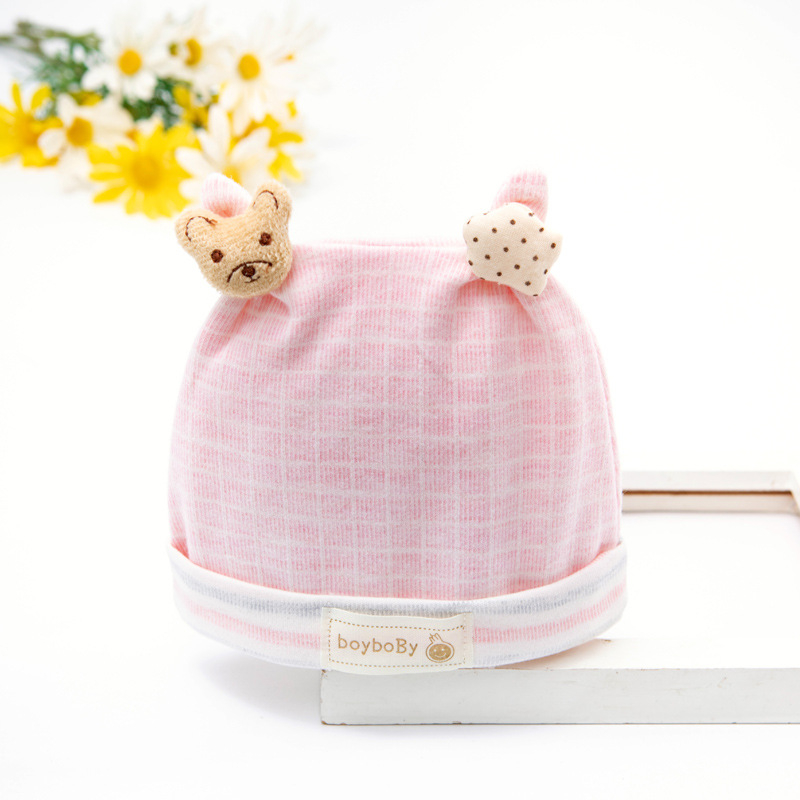 Mũ beanie cotton giữ ấm mùa đông in họa tiết hoạt hình dễ thương cho bé sơ sinh 0-3 tháng tuổi