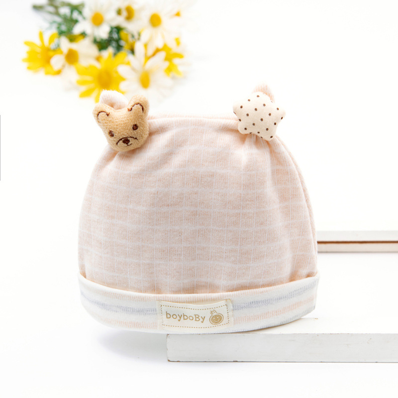Mũ beanie cotton giữ ấm mùa đông in họa tiết hoạt hình dễ thương cho bé sơ sinh 0-3 tháng tuổi