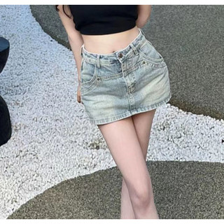 Jiashuchen Váy Denim Nữ Chống chói Cao Cấp Ôm Hơn Nhìn Váy Ngắn Retro Hông Váy