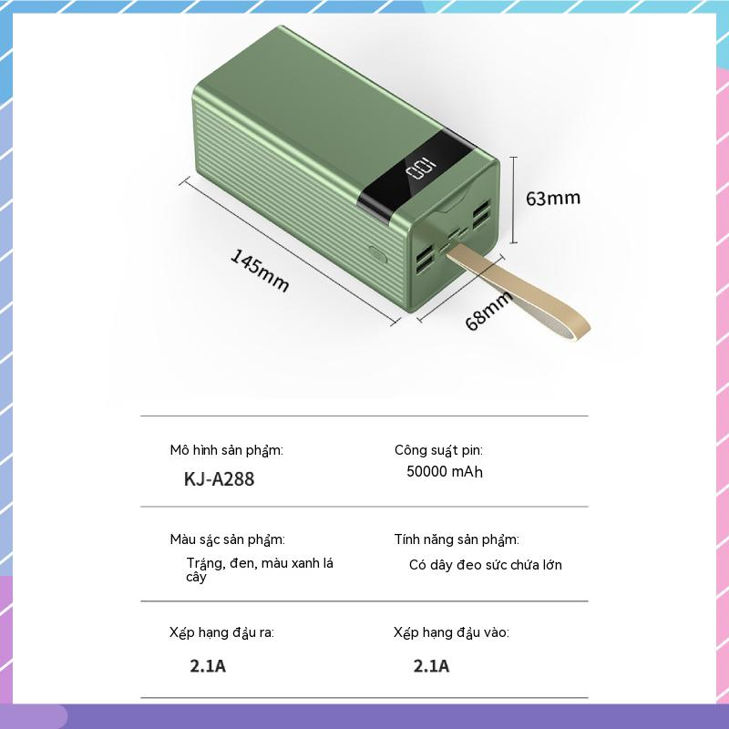 Pin Sạc Dự Phòng 50000mAh Ba Cổng Đa Năng Có Màn Hình Hiển Thị Kỹ Thuật Số Cho Samsung / Xiaomi / oppo / vivo