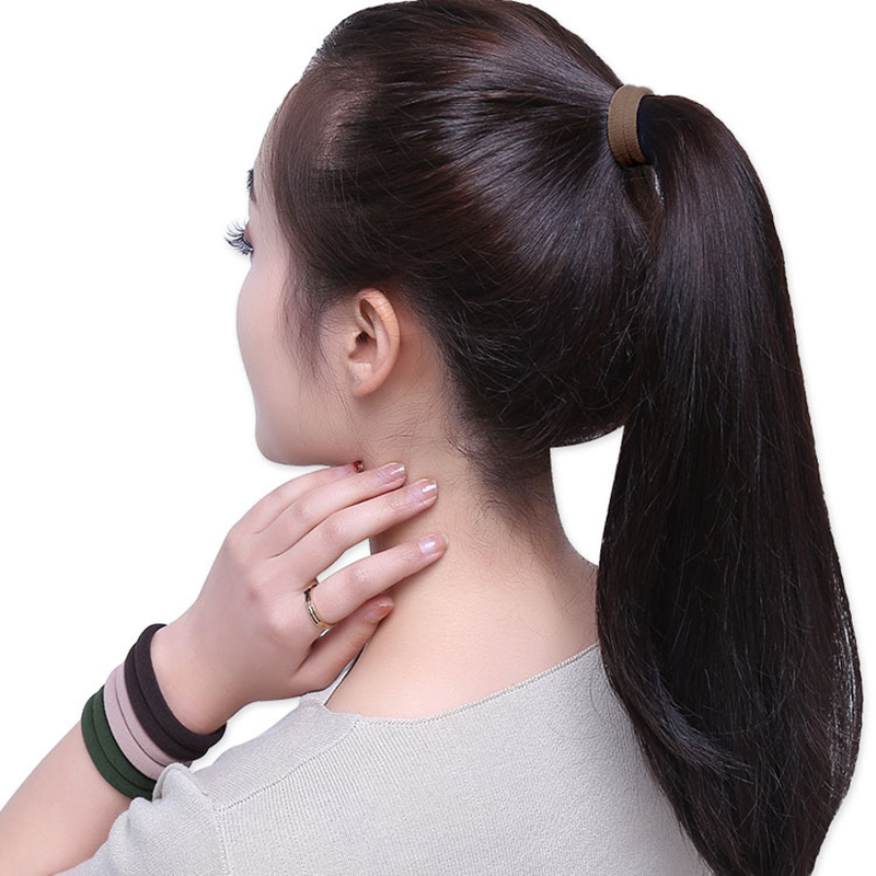 Set 50 Dây Buộc Tóc Co Giãn 4cm Màu Trơn Đơn Giản Dành Cho Nữ