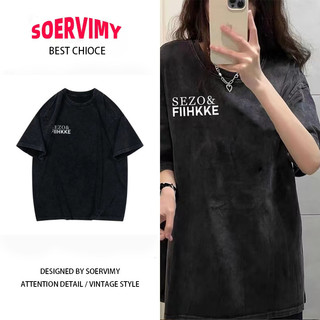 SOERVIMY  áo_phông Áo Thun Phong cách mỹ Đường phố rộng Nữ Tay Lỡ cổ điển Chữ cái Logo ins Phong cách Cái mới Thời trang A29J1LQ 36Z230909