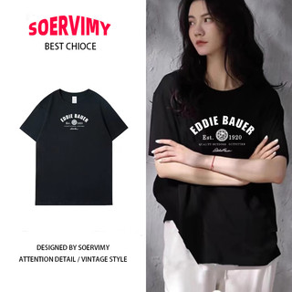 SOERVIMY  áo_phông Áo Thun Phong cách mỹ Đường phố rộng Nữ Tay Lỡ cổ điển Chữ cái Logo Độc đáo Hàn Quốc Thanh lịch Đẹp A29J1M5 36Z230909