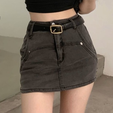 Jiashucheng Quần Culottes Denim Trắng Lưng Cao Thoải Mái Gợi Cảm Mùa Hè Cho Nữ Hakama