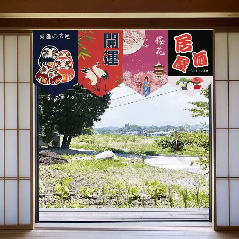 Rèm Treo Cửa Tự Dính Hình Tam Giác Phong Cách Nhật Bản