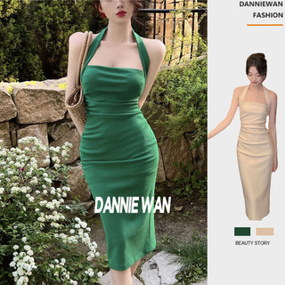 DannieWan váy váy nữ Herben có phong cách dịu dàng cổ lỗ chỗ váy xòe A22M1T8