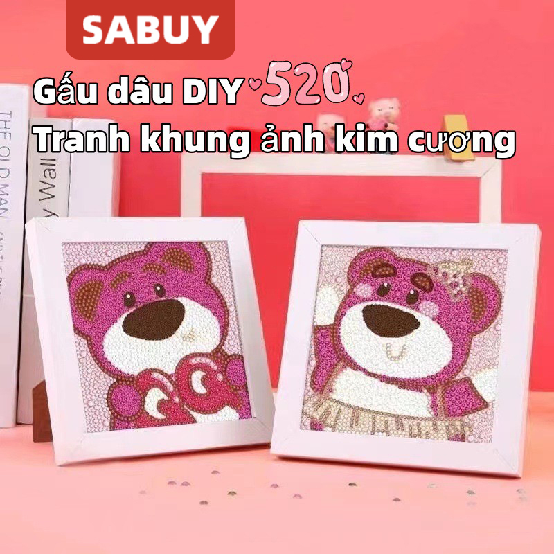 Bộ Tranh Đính Đá Họa Tiết Chú Gấu / Dâu Tây Dễ Thương Độc Đáo DIY 2023