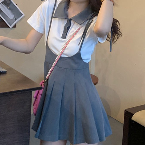 Jiashucheng Set Áo Váy Xếp Ly Phong Cách Phương Tây Ngọt Ngào Cho Nữ