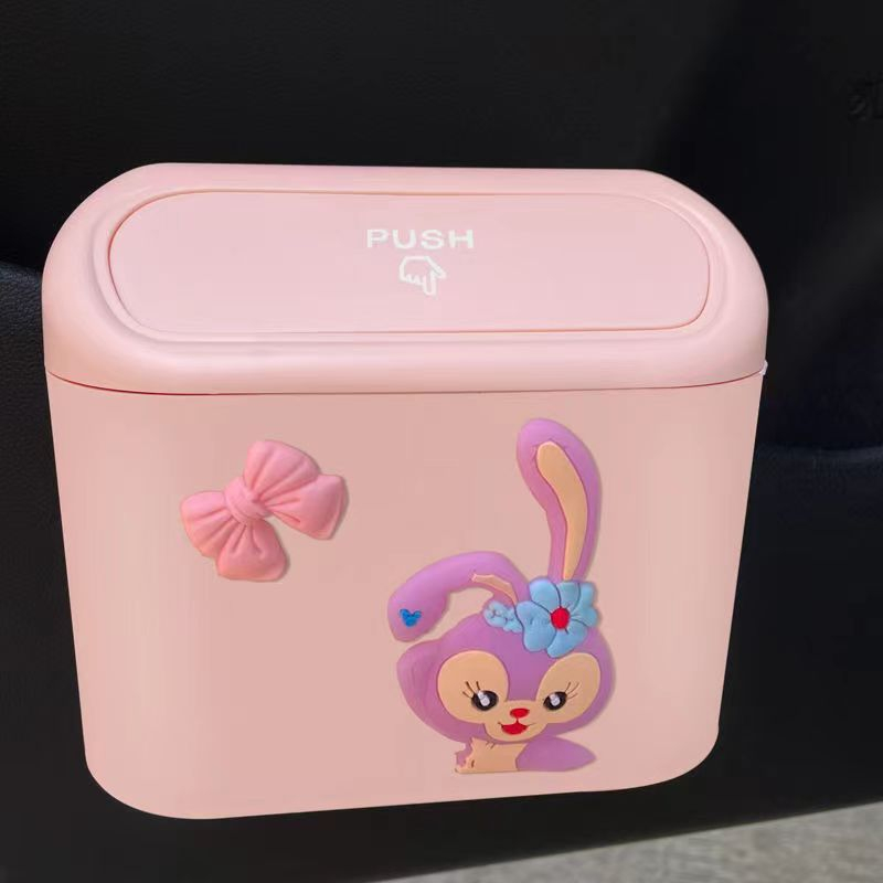 Túi Đựng Rác / Thùng Rác mini Hình Thỏ Hoạt Hình Đa Năng Có Nắp Đậy Cho Xe Hơi
