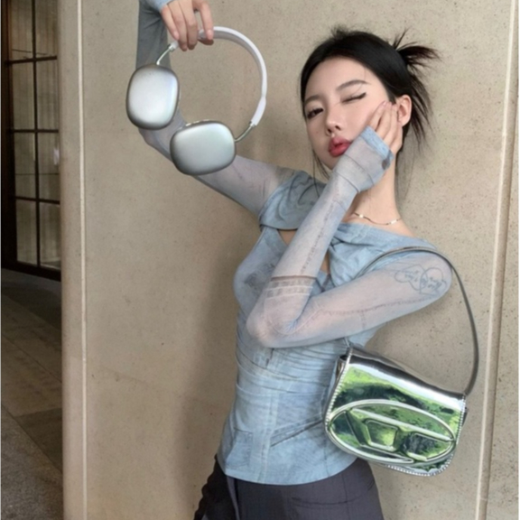 Áo Lửng Tay Dài Dáng Ôm Thiết Kế Rỗng Thời Trang Mùa Hè Quyến Rũ Cho Nữ