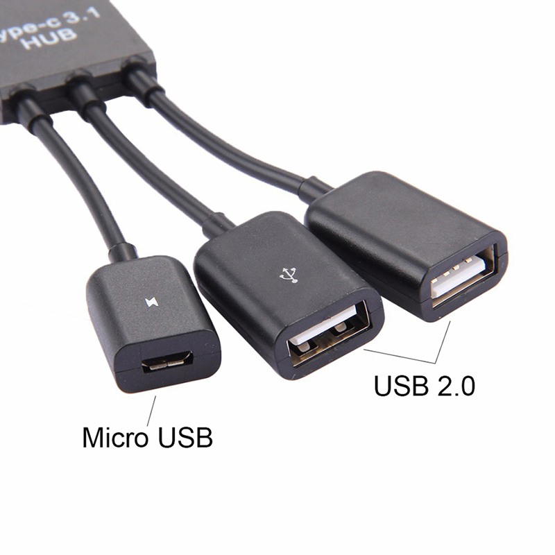 Đầu Chia Cổng Sạc Micro USB Type C OTG 3 Trong 1 Tiện Dụng Cho Điện Thoại Thông Minh