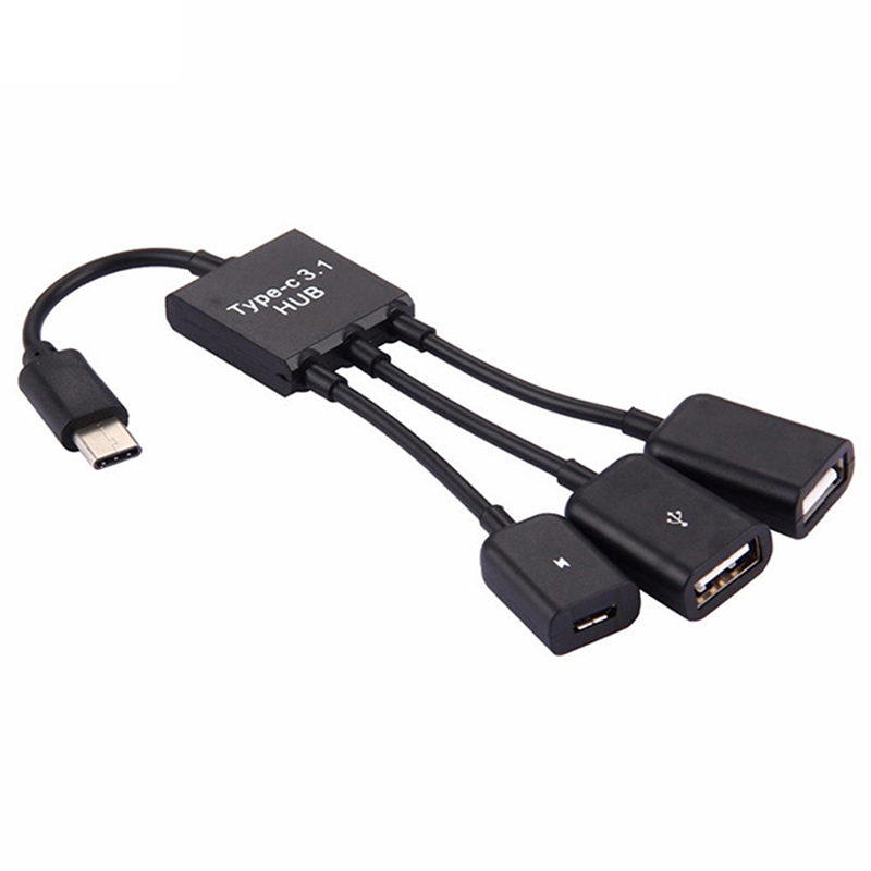 Đầu Chia Cổng Sạc Micro USB Type C OTG 3 Trong 1 Tiện Dụng Cho Điện Thoại Thông Minh