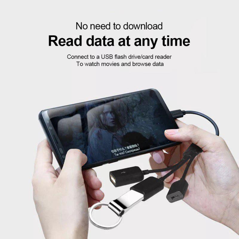 Đầu Chia Cổng Sạc Micro USB Type C OTG 3 Trong 1 Tiện Dụng Cho Điện Thoại Thông Minh