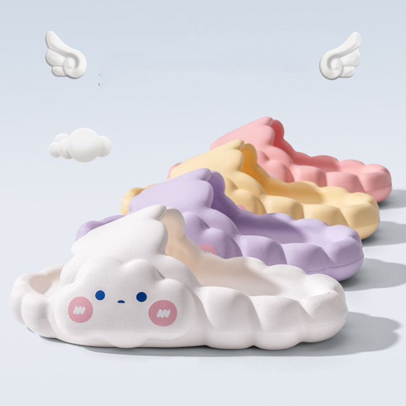 Dép Quai Ngang Đế Dày Chống Trượt Họa Tiết Đám Mây Dễ Thương Cho Nữ