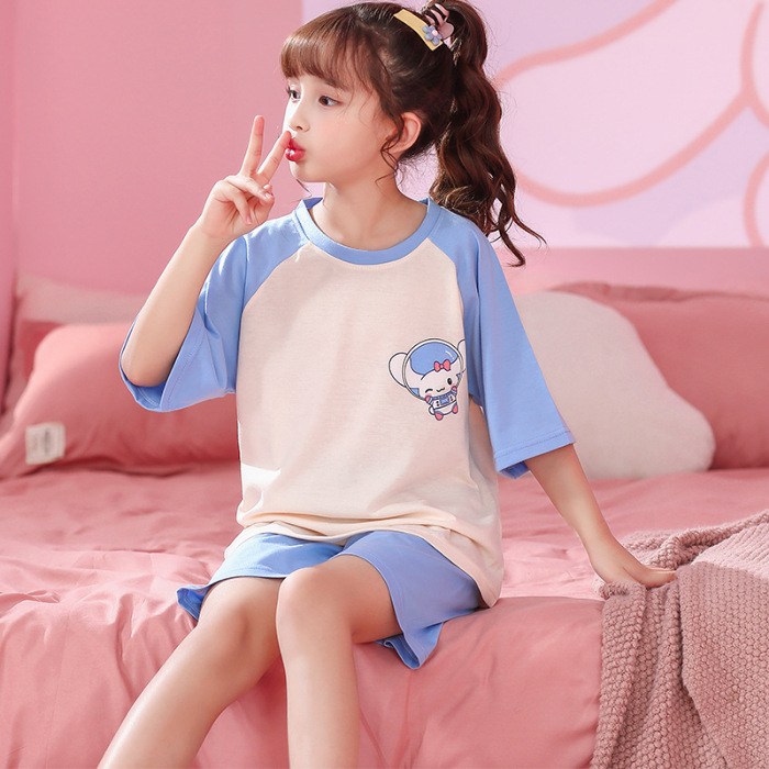 🍓Gấu dâu Bộ đồ ngủ trẻ em mùa hè ngắn tay hoạt hình mặc nhà bộ pijama hai mảnh bé gái🎀