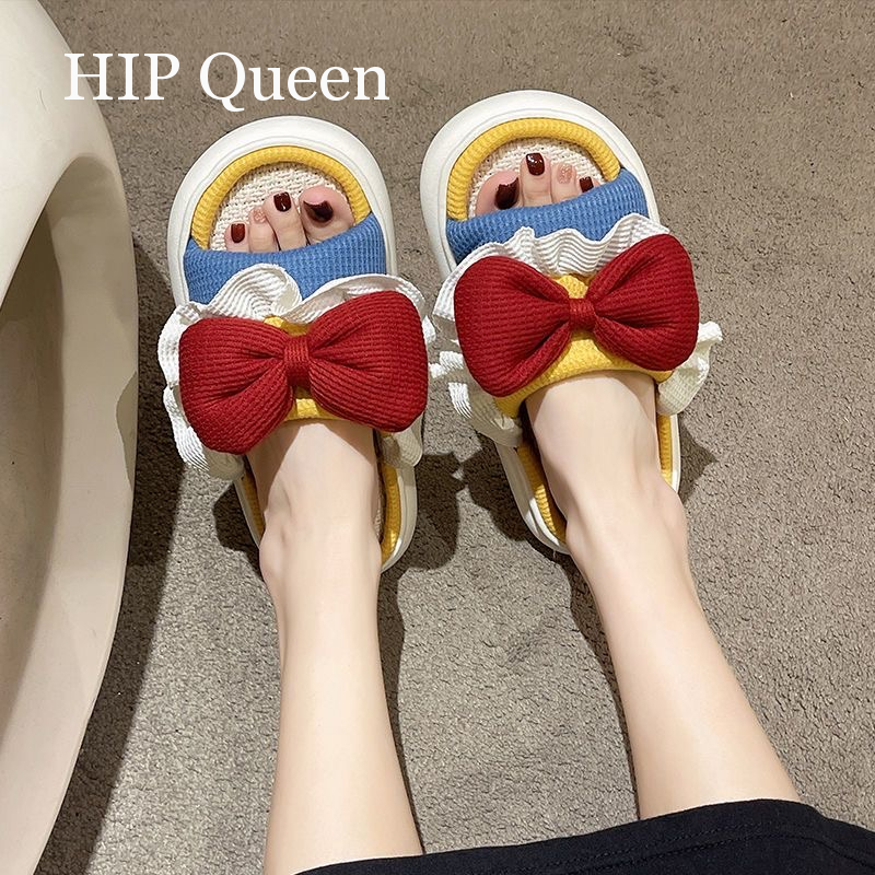 HQ Dép dép nữ dép bánh mì Vật liệu lanh thoải mái và thoáng khí Độ dày đế giày 4cm 2023 NEW 61305