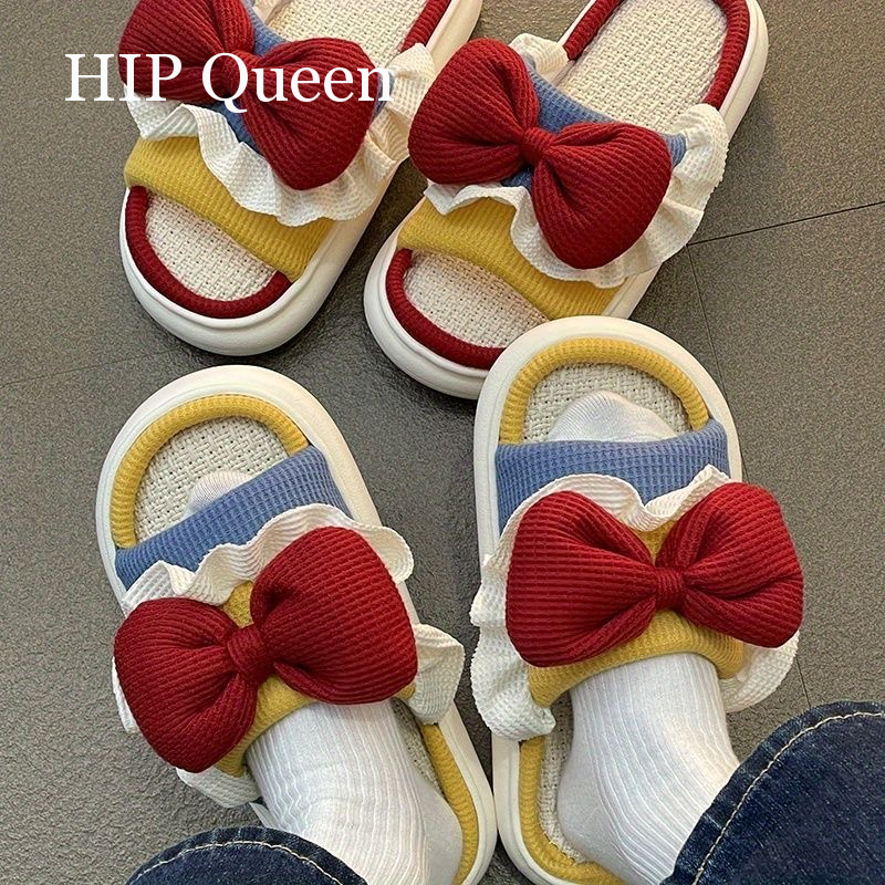 HQ Dép dép nữ dép bánh mì Vật liệu lanh thoải mái và thoáng khí Độ dày đế giày 4cm 2023 NEW 61305