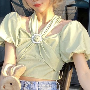 Jiashucheng Áo Ngắn Tay Phồng Trễ Vai Thời Trang Mùa Hè Cho Nữ