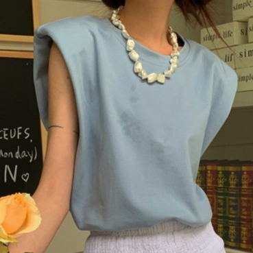 Jiashucheng Áo Sát Nách Dáng Rộng Màu Trắng Thời Trang Mùa Hè