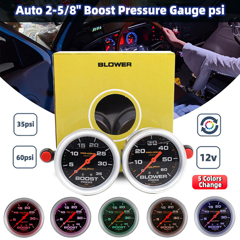 Đồng Hồ Đo Tốc Độ Ánh Sáng 5 Màu Cho Xe Hơi Diesel 4x4 (0-35) (0-60) PSI