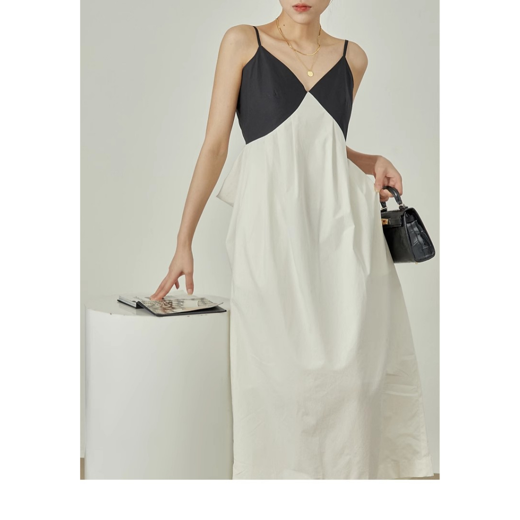 Đầm Hai Dây Dáng Dài Phong Cách Pháp Thời Trang Đi Biển Mùa Hè Cao Cấp