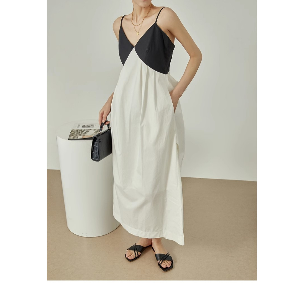 Đầm Hai Dây Dáng Dài Phong Cách Pháp Thời Trang Đi Biển Mùa Hè Cao Cấp