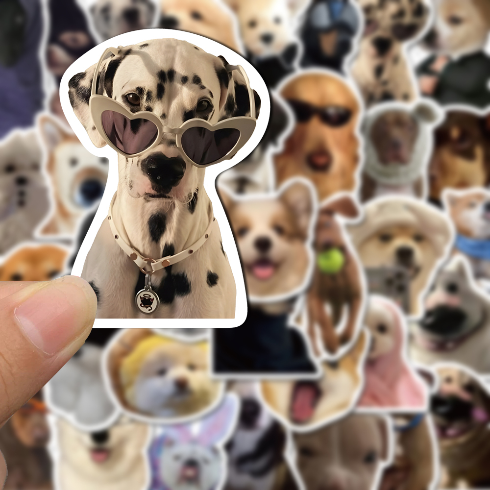 Set 50 Miếng Dán Trang Trí Mũ Bảo Hiểm / Máy Tính / Điện Thoại Hình Chú Chó Biểu Tượng Cảm Xúc Siêu Dễ Thương