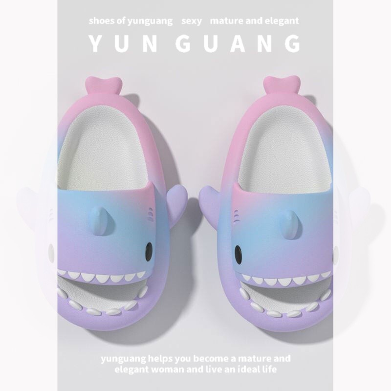 Yunguang Dép Đi Trong Nhà Chống Trượt Hình Cá Mập Màu gradient Thời Trang Cho Nam Nữ
