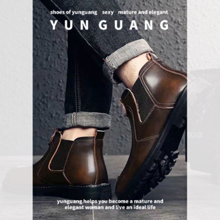 Yunguang Giày Bốt Cao Bồi & biker Có Dây Buộc Cho Nam