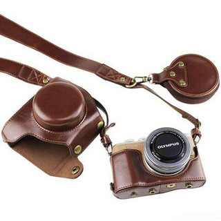  Vỏ bọc máy ảnh kỹ thuật số bằng da PU có dây đeo cho Olympus PEN E-PL9 EPL9 E-PL10 với ống kính 14-42mm Toàn thân vừa vặn 
