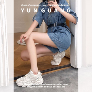 Giày thể thao YUNGUANG phối lưới thoáng khí màu tương phản thời trang cho nữ