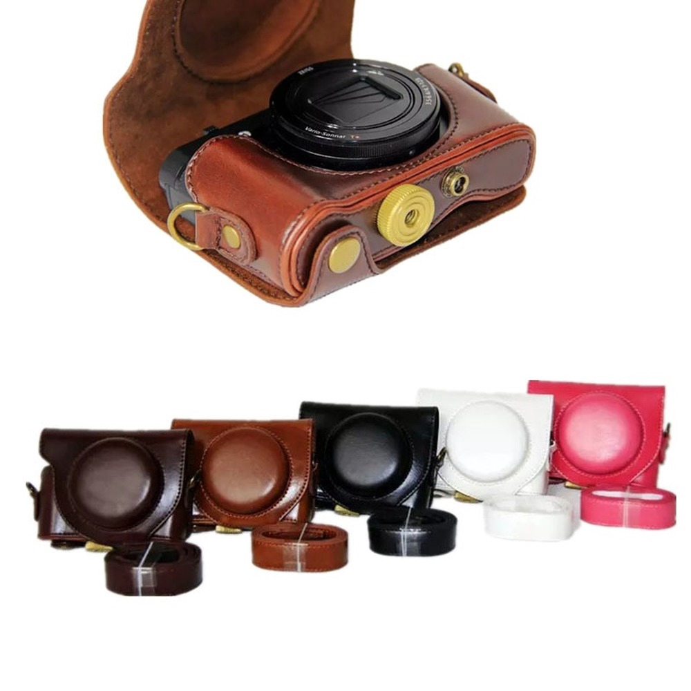 Bao Da PU Cho SONY Cyber-shot DSC-HX90V Sony HX90 WX500 Túi Đựng Máy Ảnh Có Dây Đeo