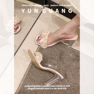Dép Sandal Gót Dày Quai Trong Suốt Thời Trang Dành Cho Nữ