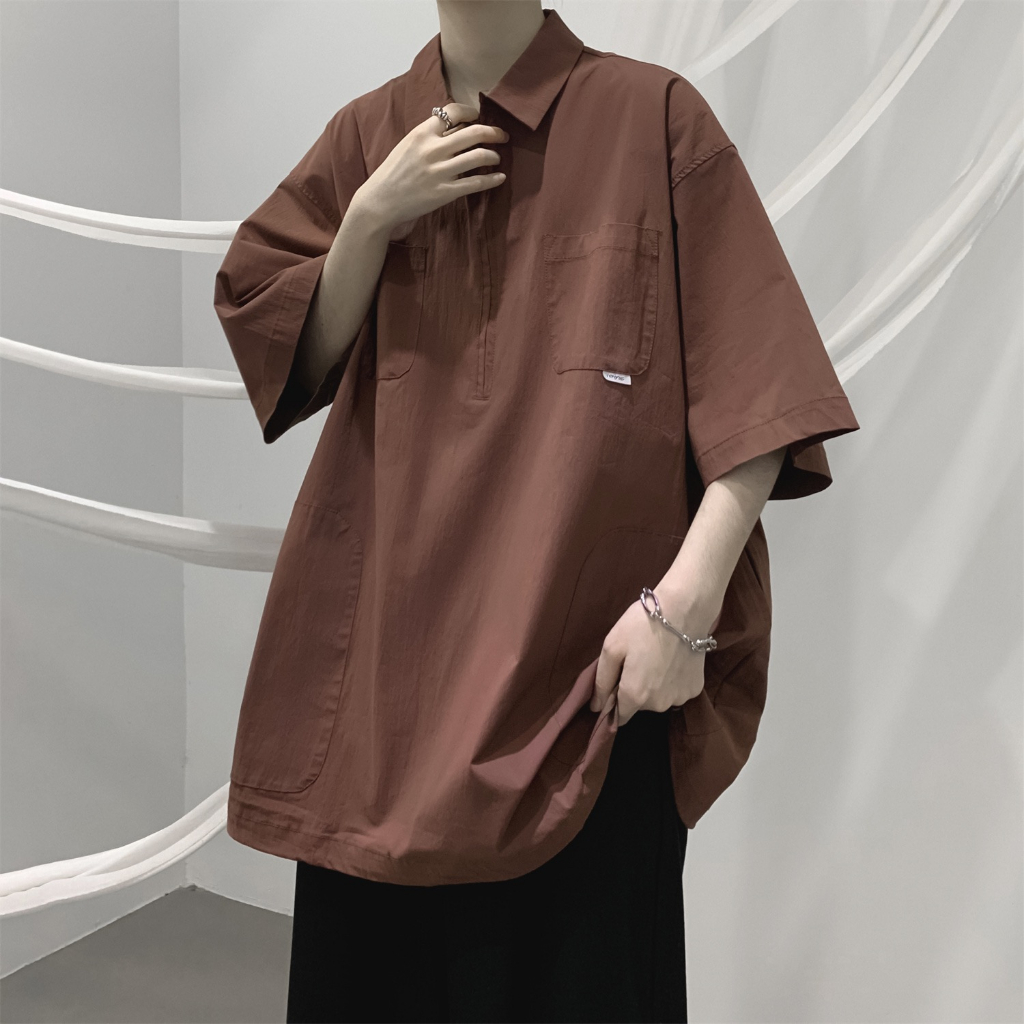 Áo Thun polo Ngắn Tay Dáng Rộng Phối Nhiều Túi Thời Trang Hàn Quốc Cho Nam áo thun có cổ nam áo polo nam đẹp polo unisex