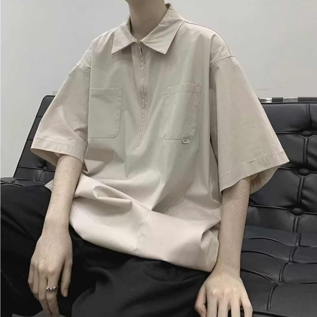 Áo Thun polo Ngắn Tay Dáng Rộng Phối Nhiều Túi Thời Trang Hàn Quốc Cho Nam áo thun có cổ nam áo polo nam đẹp polo unisex