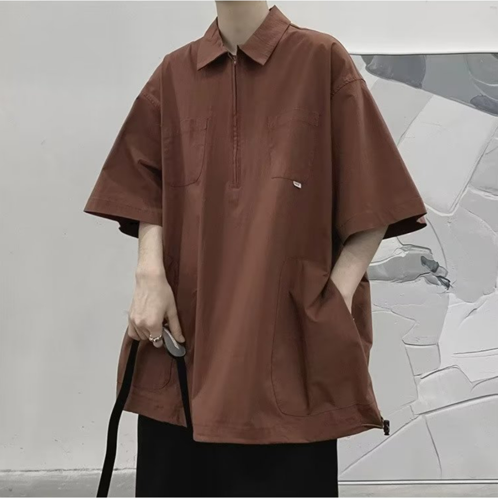 Áo Thun polo Ngắn Tay Dáng Rộng Phối Nhiều Túi Thời Trang Hàn Quốc Cho Nam áo thun có cổ nam áo polo nam đẹp polo unisex