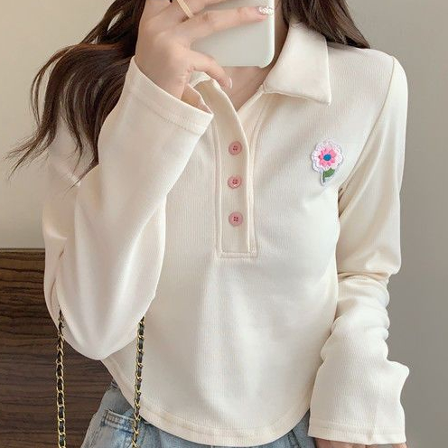 Jiashucheng Áo Thun Polo Tay Dài Dáng Ôm Phong Cách Mới Mùa Thu Độc Đáo Niche