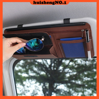 Hộp đựng thẻ / mắt kính / thẻ / thẻ đa năng 5 trong 1 bằng da gắn tấm chắn nắng xe hơi