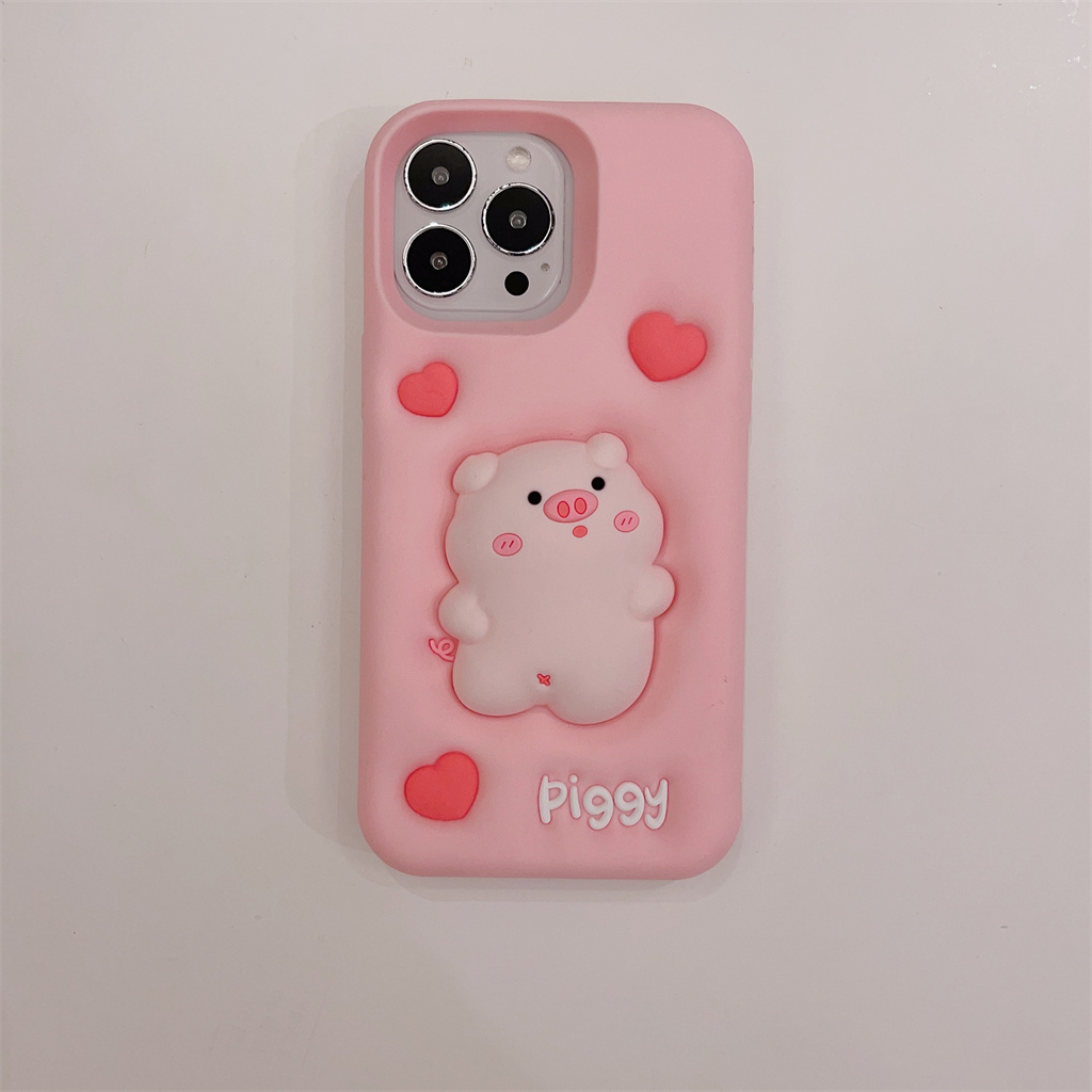 Ốp Điện Thoại Silicon Dẻo In Hình Heo Hồng Cho iphone 14 Pro Max 13 Pro Max 12 Pro Max