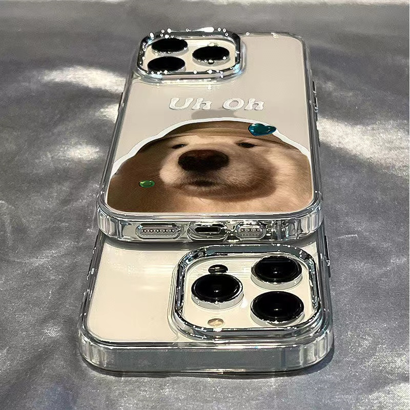 Ốp Điện Thoại Tráng Gương Họa Tiết Chó Mèo Cho iphone 14 pro max 13 pro msx 12 pro max
