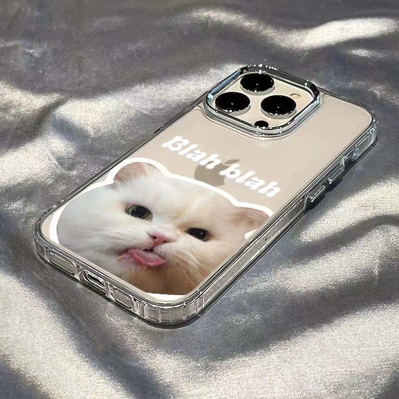 Ốp Điện Thoại Tráng Gương Họa Tiết Chó Mèo Cho iphone 14 pro max 13 pro msx 12 pro max