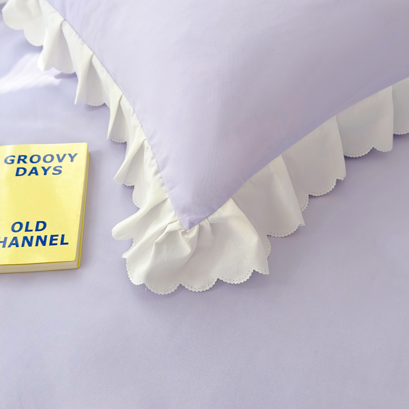 Bộ Drap giường 4 Trong 1 Với Vỏ Gối Đơn / Đôi in Hình Thỏ Hoạt Hình Màu Tím Phong Cách Vua / Hoàng Hậu