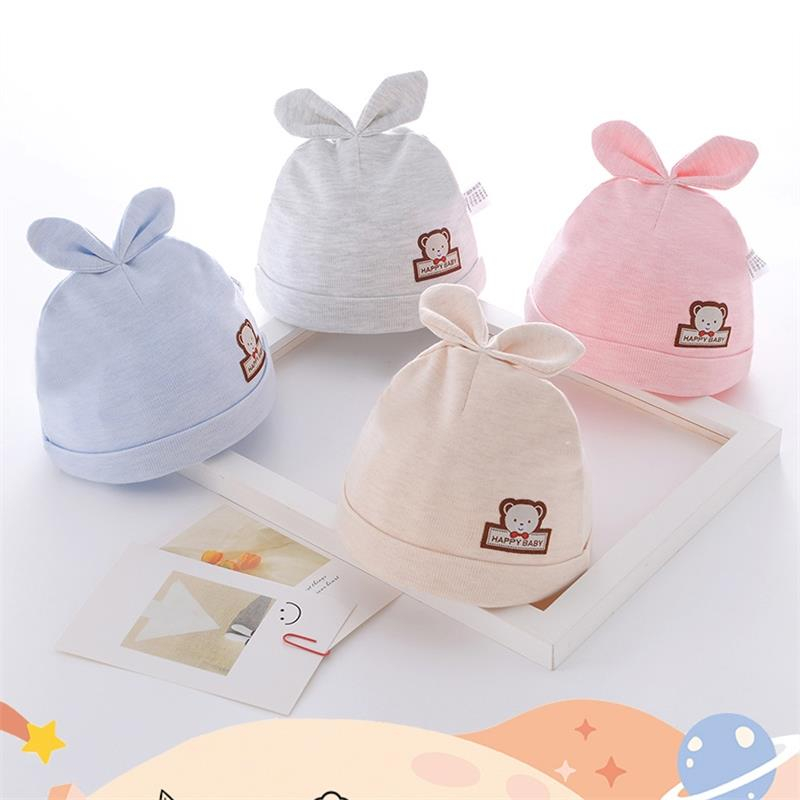 Mũ Beanie Cotton Mềm Mại Đính Tai Thỏ Hoạt Hình Dễ Thương Cho Bé Sơ Sinh