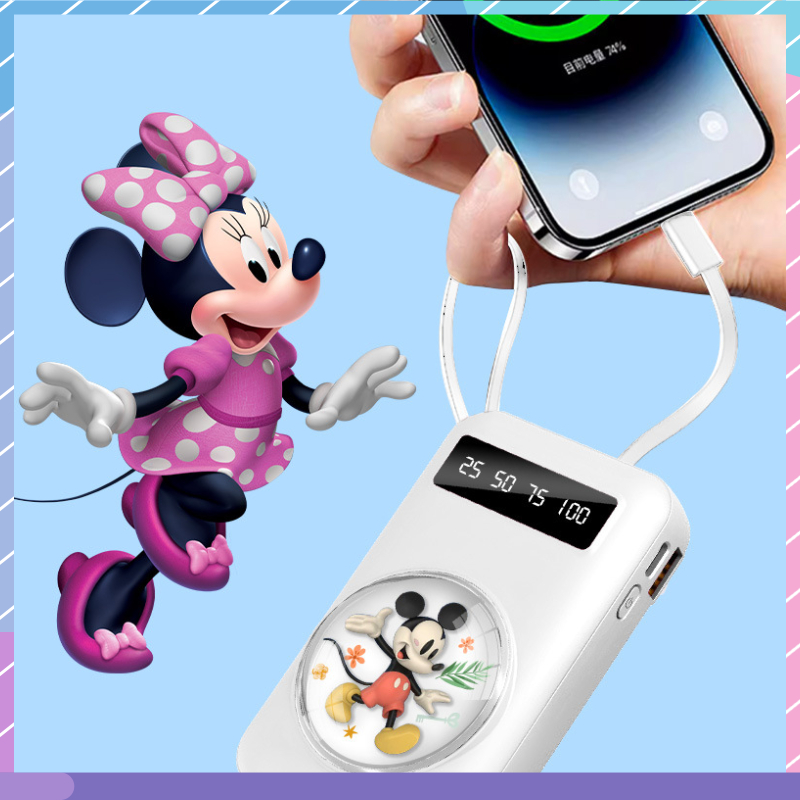 Pin Sạc Dự Phòng Disney 10000mAh 3 Dây Đa Năng Dễ Thương Cho Samsung / Xiaomi / oppo / vivo