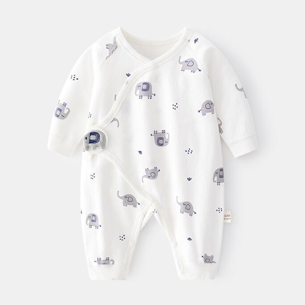 Áo Liền Quần Tay Dài Bằng Vải Cotton In Họa Tiết Dễ Thương Thời Trang Xuân Thu Cho Bé Gái 0-3 Tháng Tuổi
