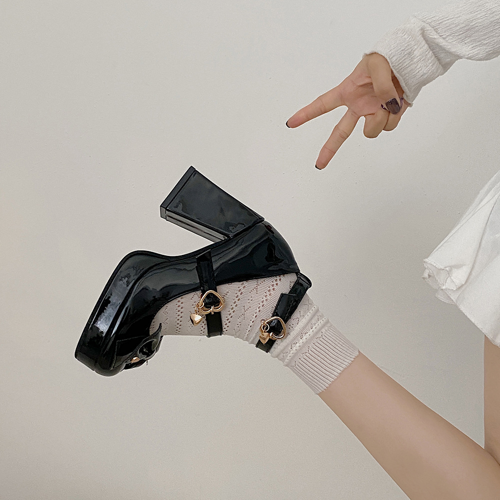 Yunguang Giày Cao Gót Bằng Da Đính Nơ Xinh Xắn